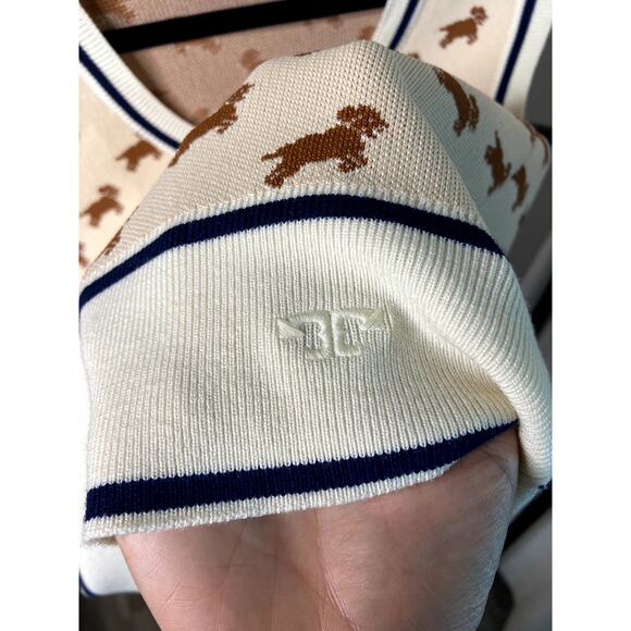 Tory Burch Jacquard Sweater Vest Dog Intarsia size L large - Picture 6 of 7